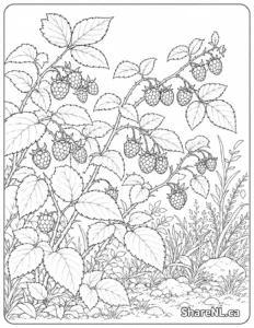 Free printable Wild Raspberries colouring page